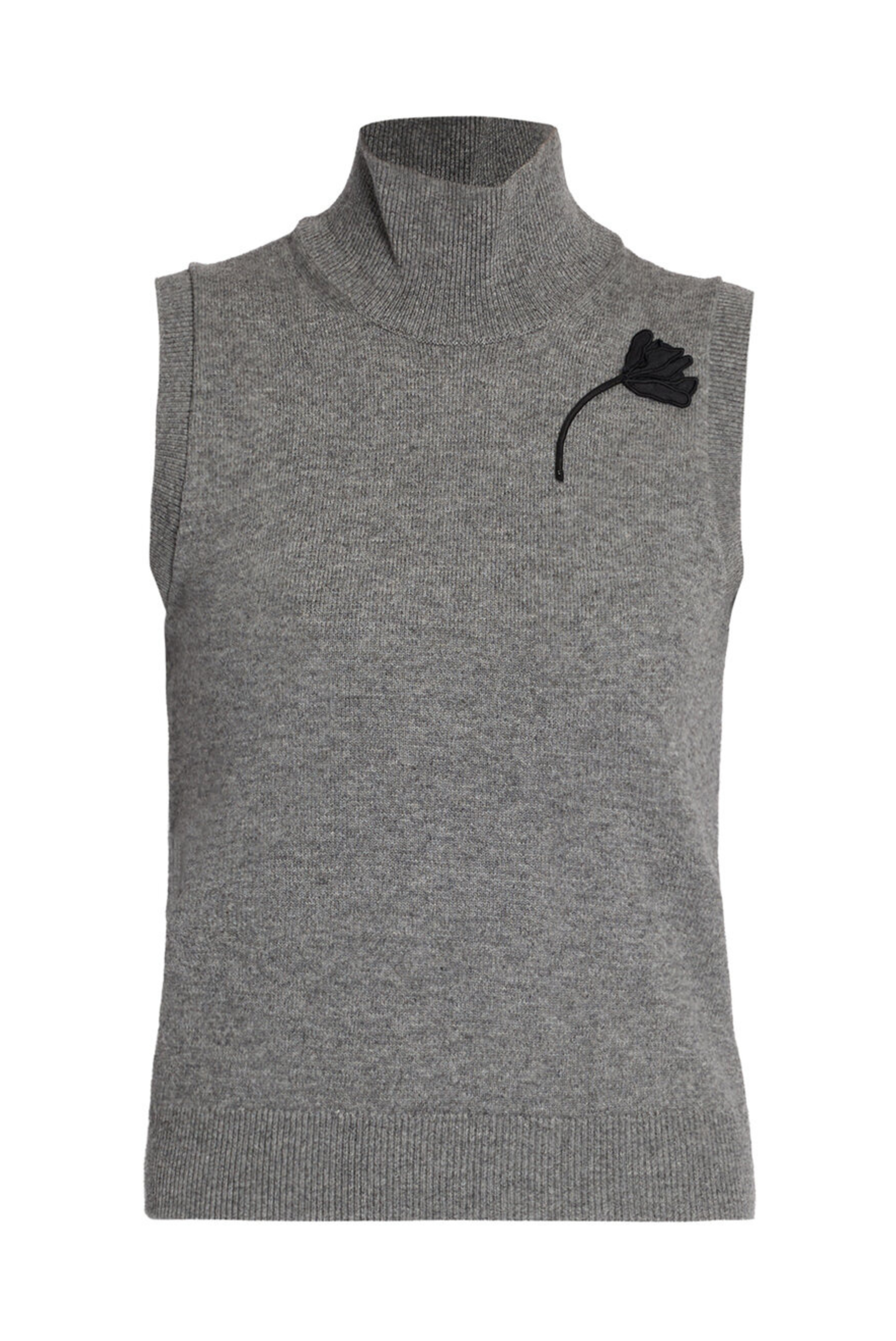 Cashmere Merino Floral Knit Sleeveless Top