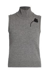 Cashmere Merino Floral Knit Sleeveless Top