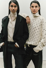 The Hughes Oversized Eyelet Cashmere Turtleneck Cream