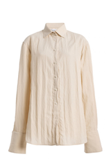 The Francesca Crinkled Button Up Shirt Almond