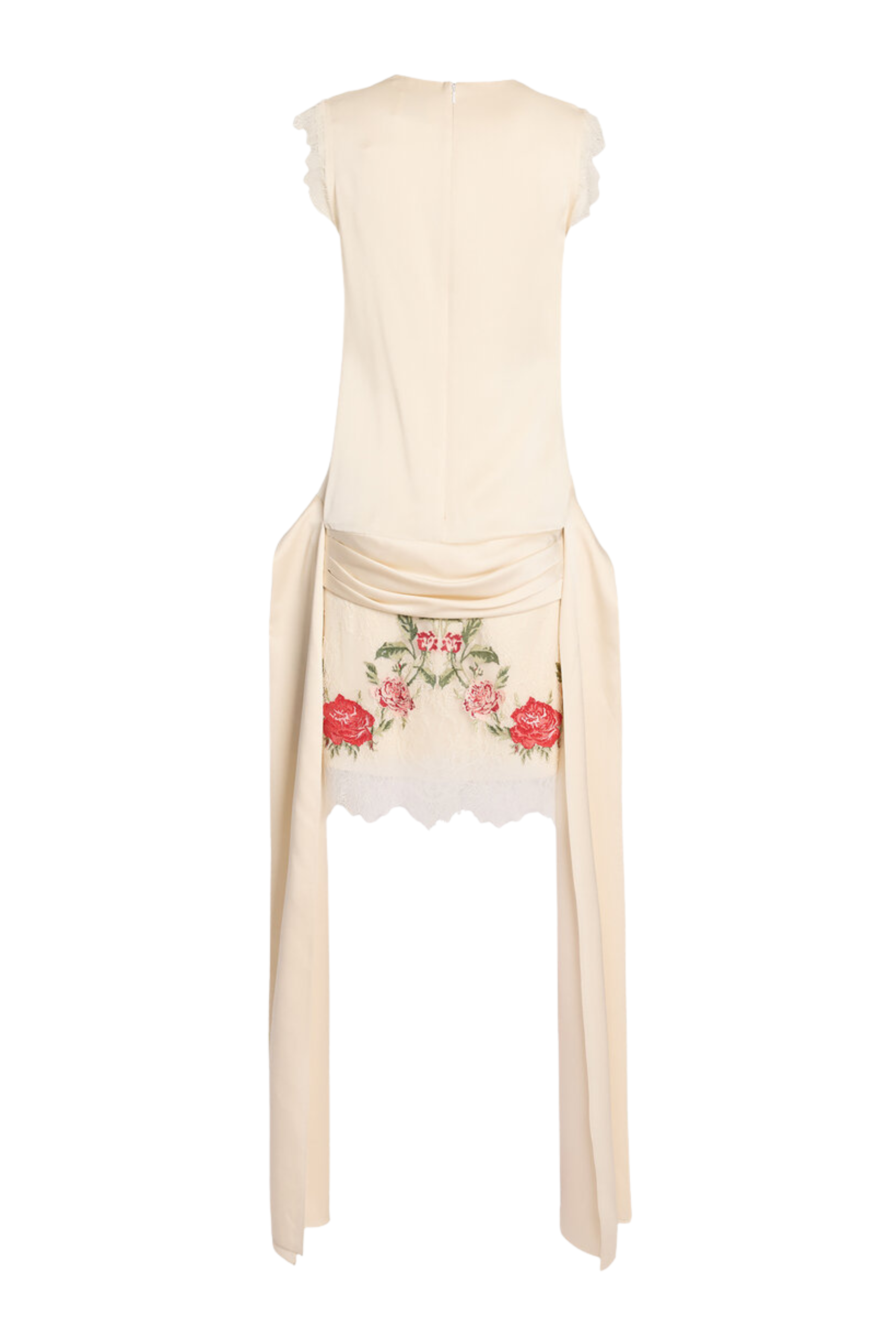 Floral Embroidered Lace Knee Length Dress