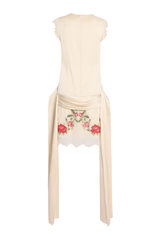 Floral Embroidered Lace Knee Length Dress