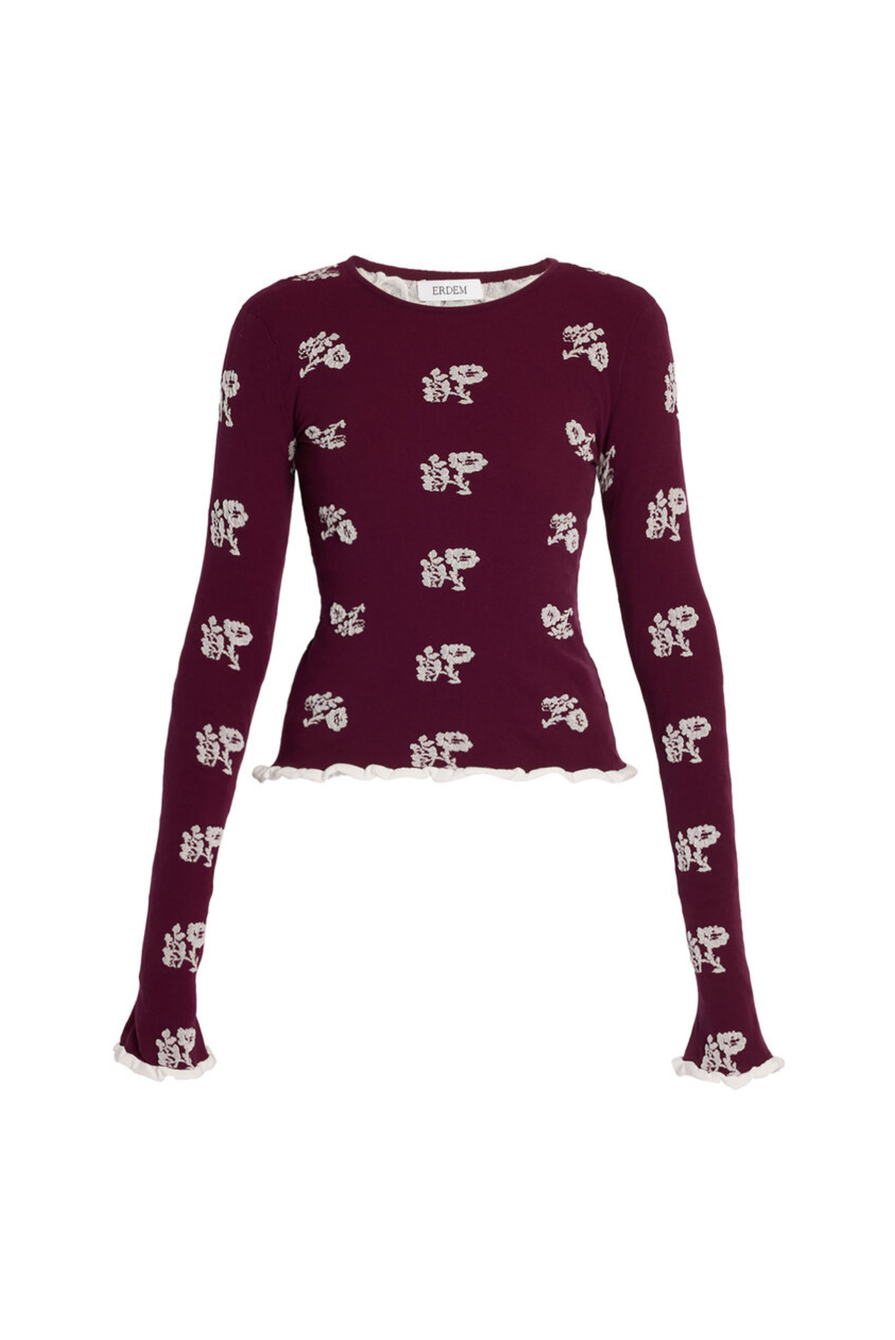 Floral Jacquard Knitted Long Sleeve Top