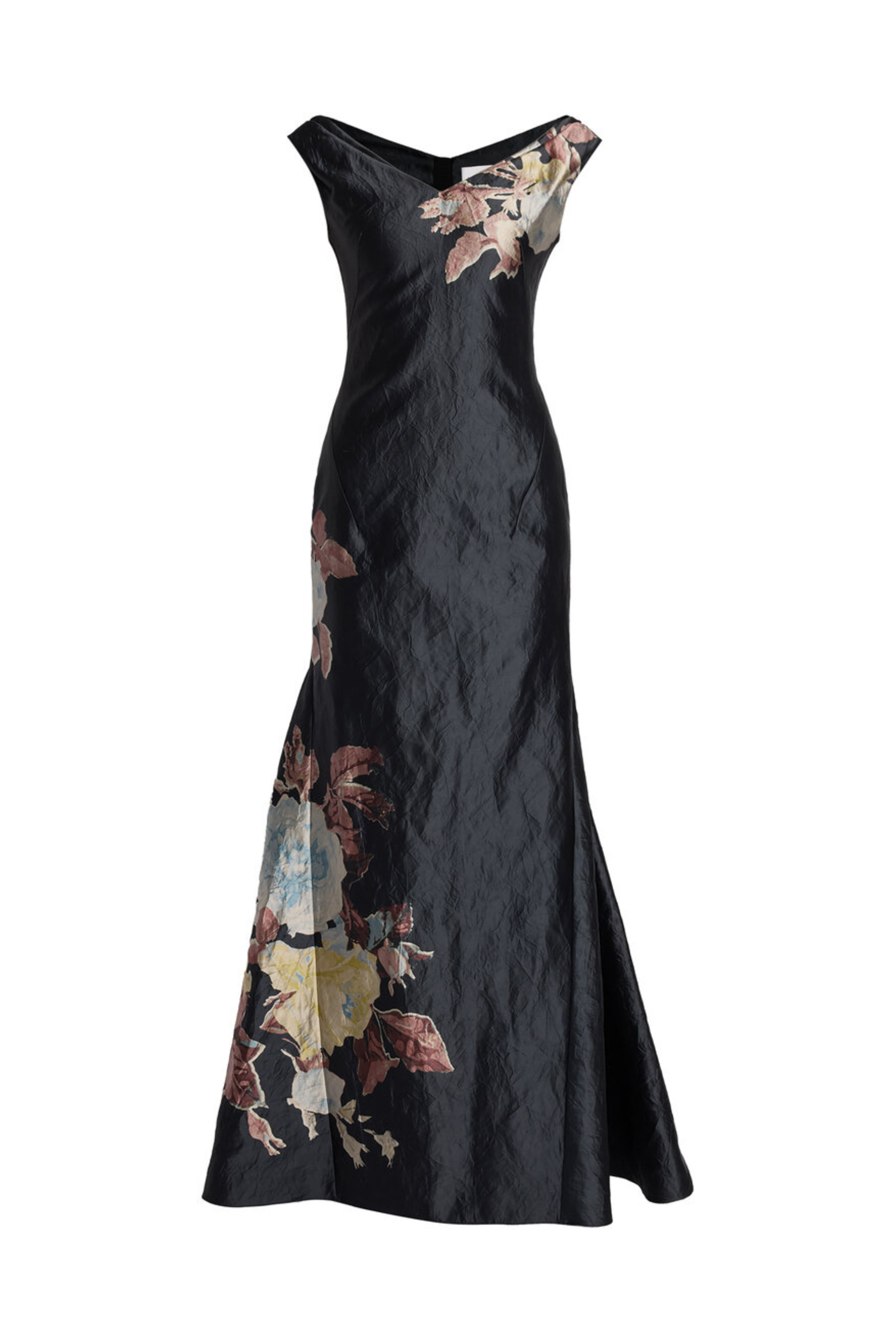 Floral Textured Sleeveless Gown