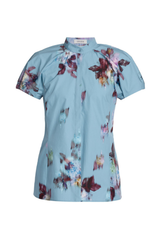Floral Cotton Poplin Cap Sleeve Shirt