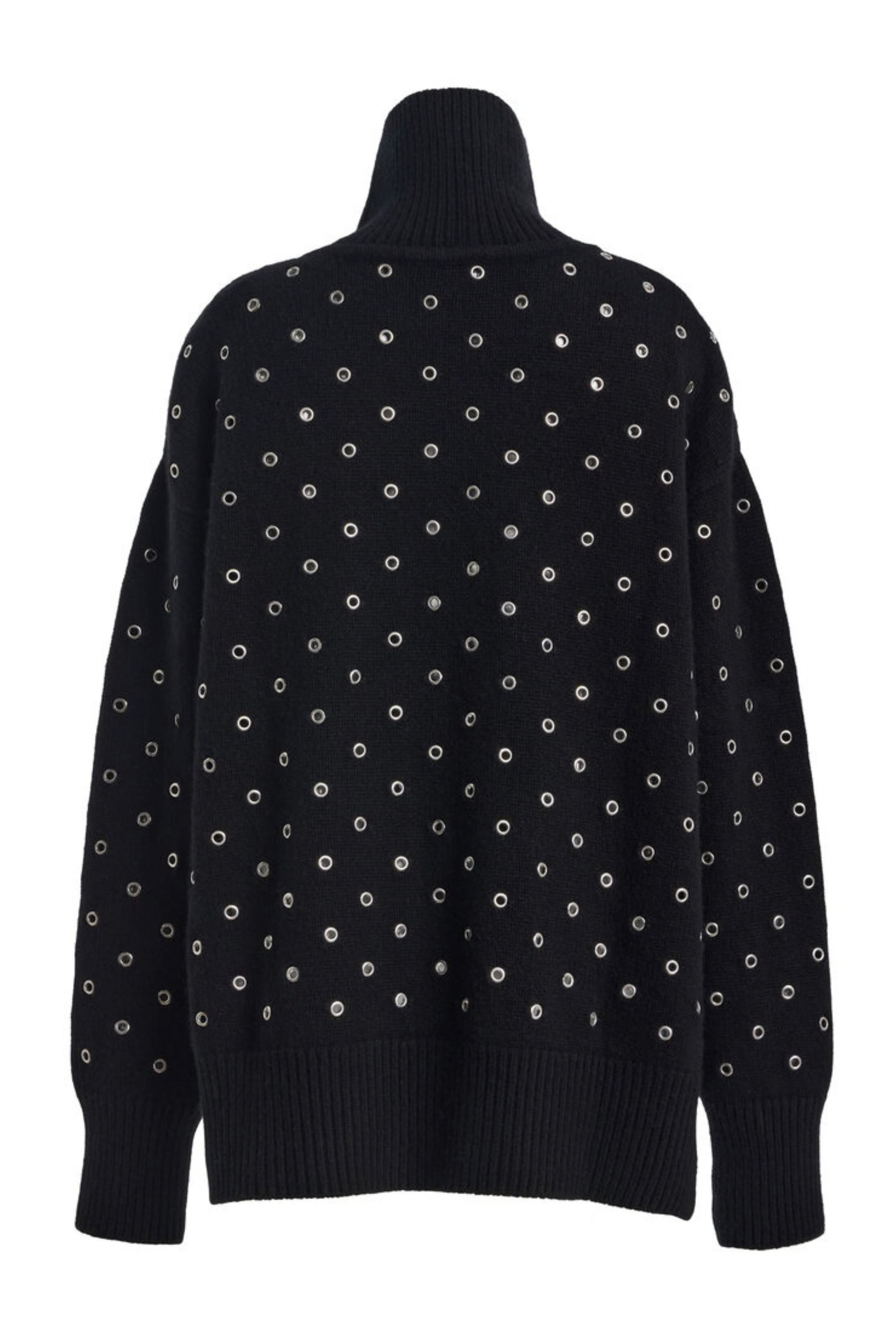 The Hughes Oversized Eyelet Cashmere Turtleneck Black