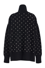 The Hughes Oversized Eyelet Cashmere Turtleneck Black