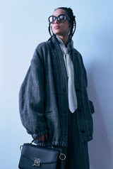 Padded Woven Cardigan