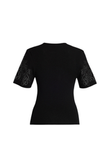 Rose Pointelle Knitted Short Sleeve Top