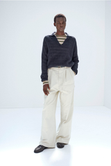 Auralee Baby Suri Alpaca Sheer Knit Skipper Polo Navy