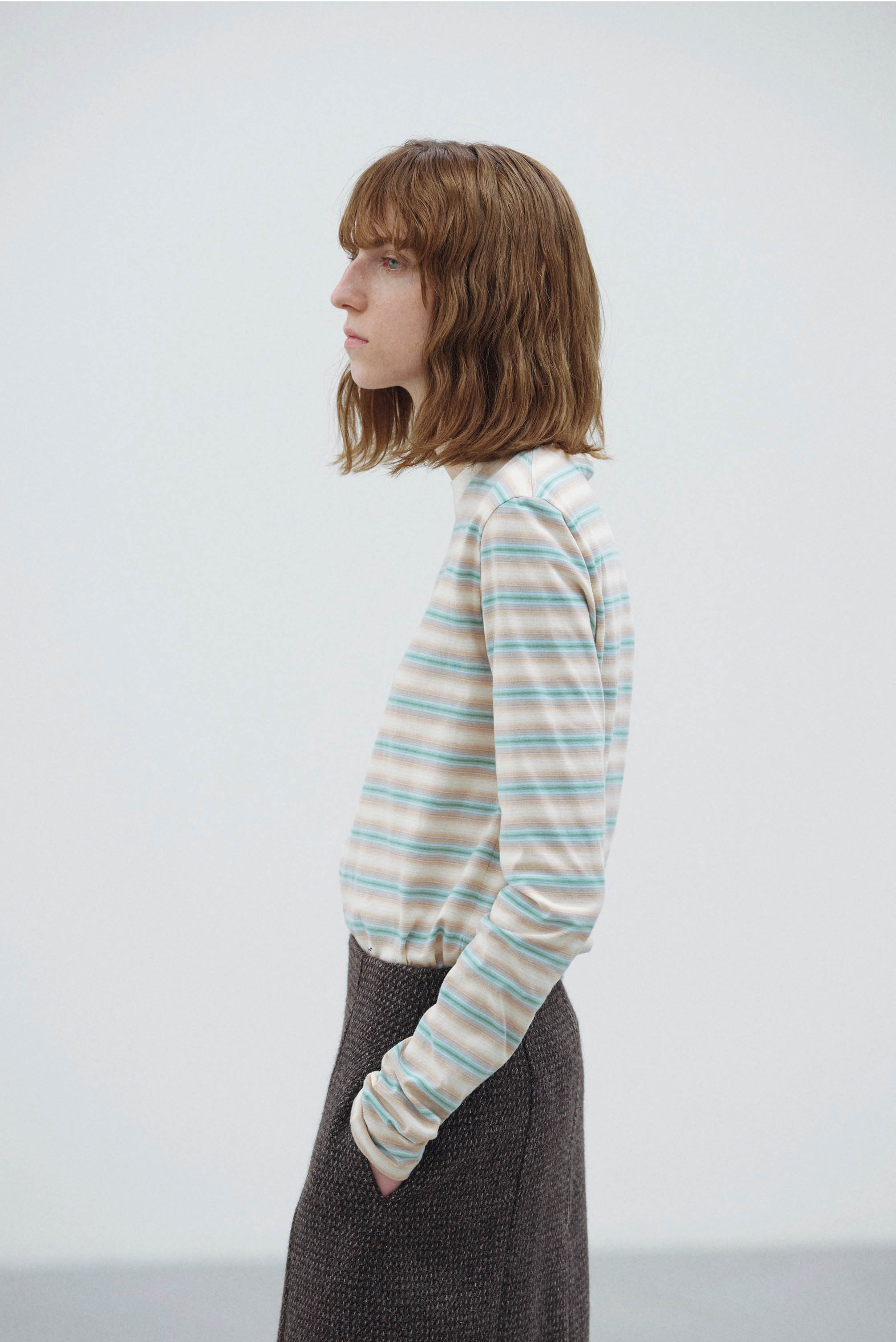 Auralee Gradient Stripe L/S Jersey Tee