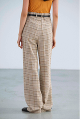 Auralee Silk Linen Nep Check One Tuck Slacks Ivory Beige Check