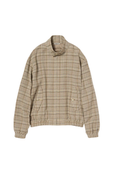 Auralee Silk Linen Nep Check Zip Blouson Ivory Beige Check