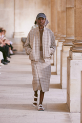 Auralee Silk Linen Nep Check Zip Blouson Ivory Beige Check