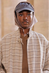 Auralee Silk Linen Nep Check Zip Blouson Ivory Beige Check