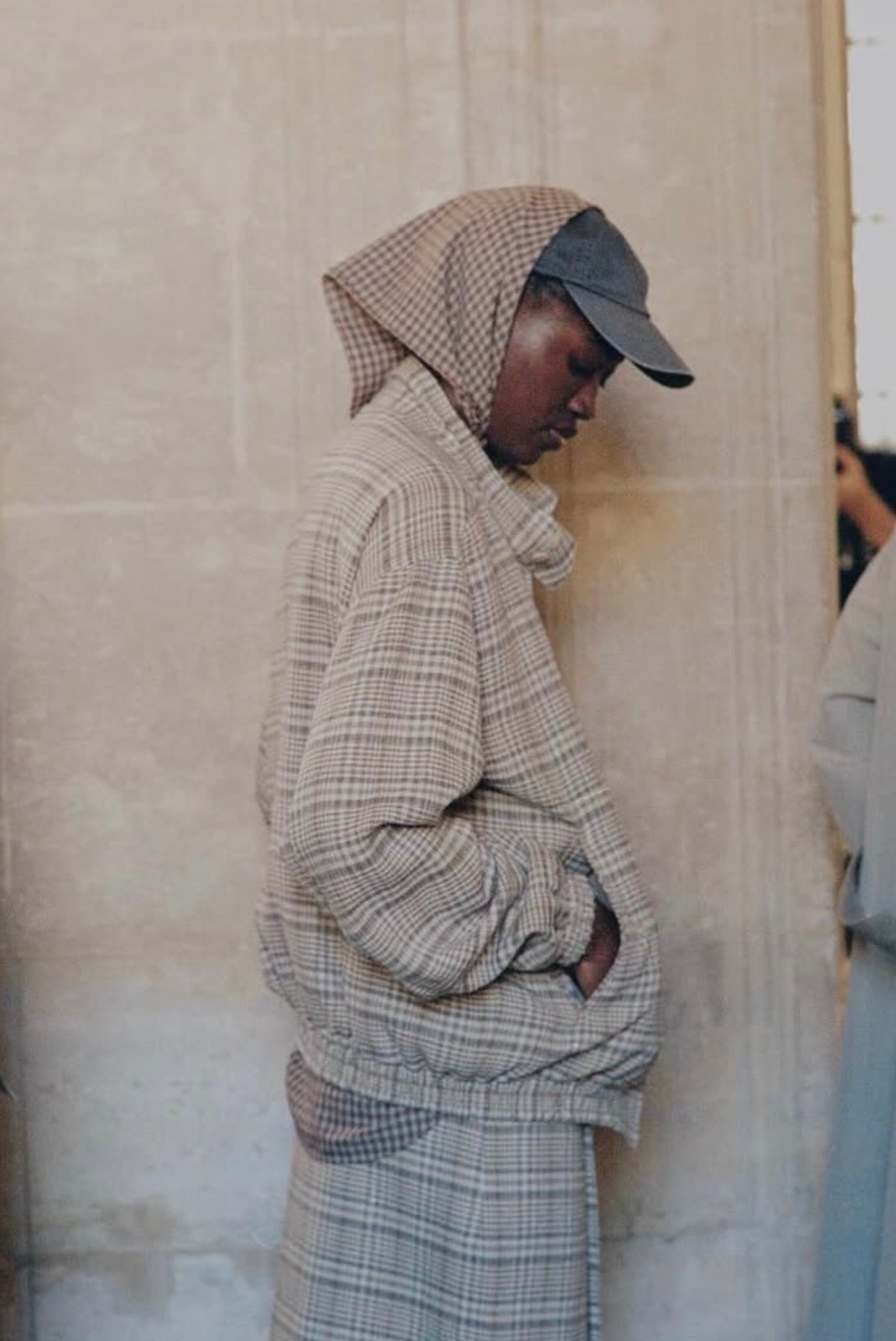 Auralee Silk Linen Nep Check Zip Blouson Ivory Beige Check