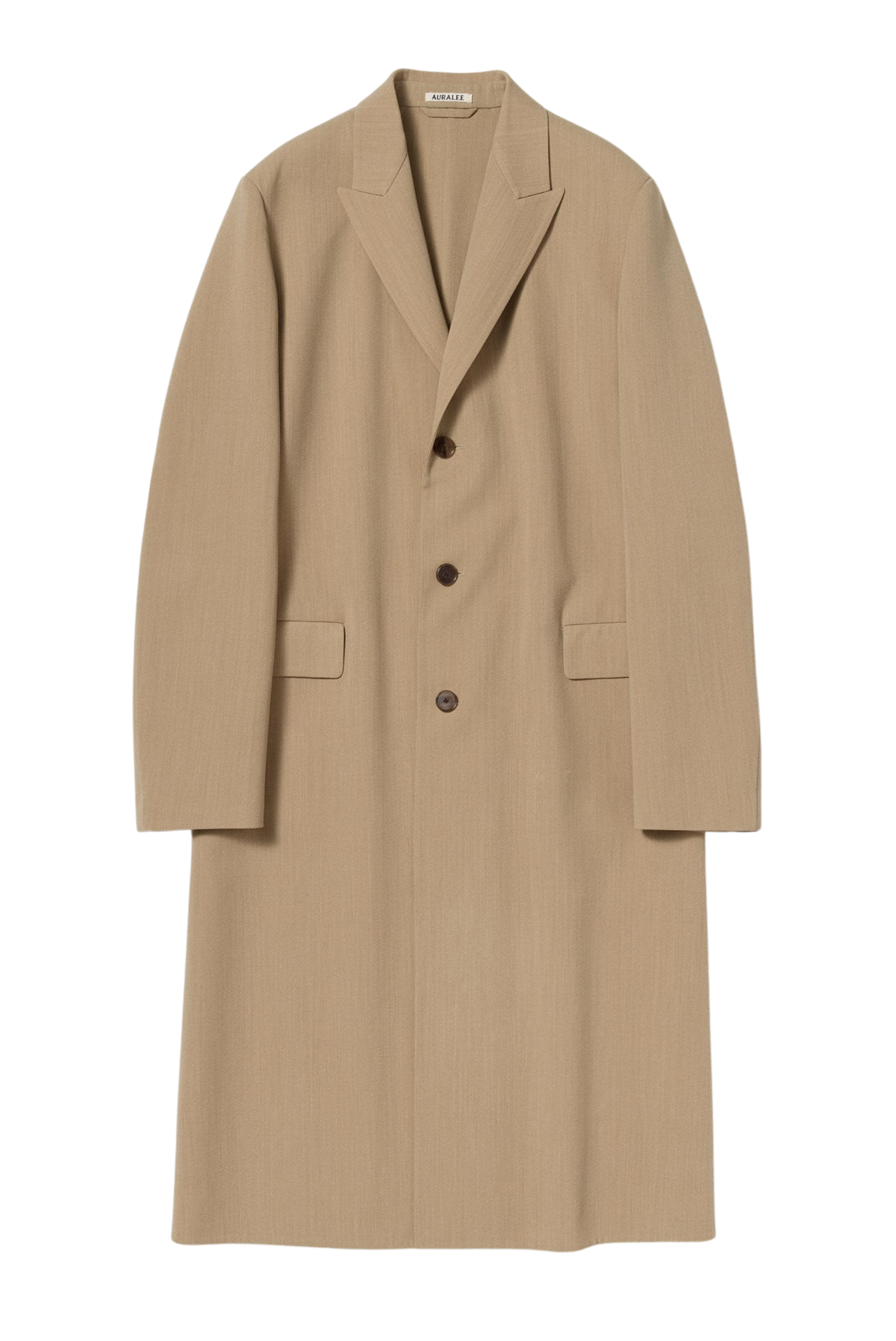Auralee Structured Wool Gabardine Coat Beige