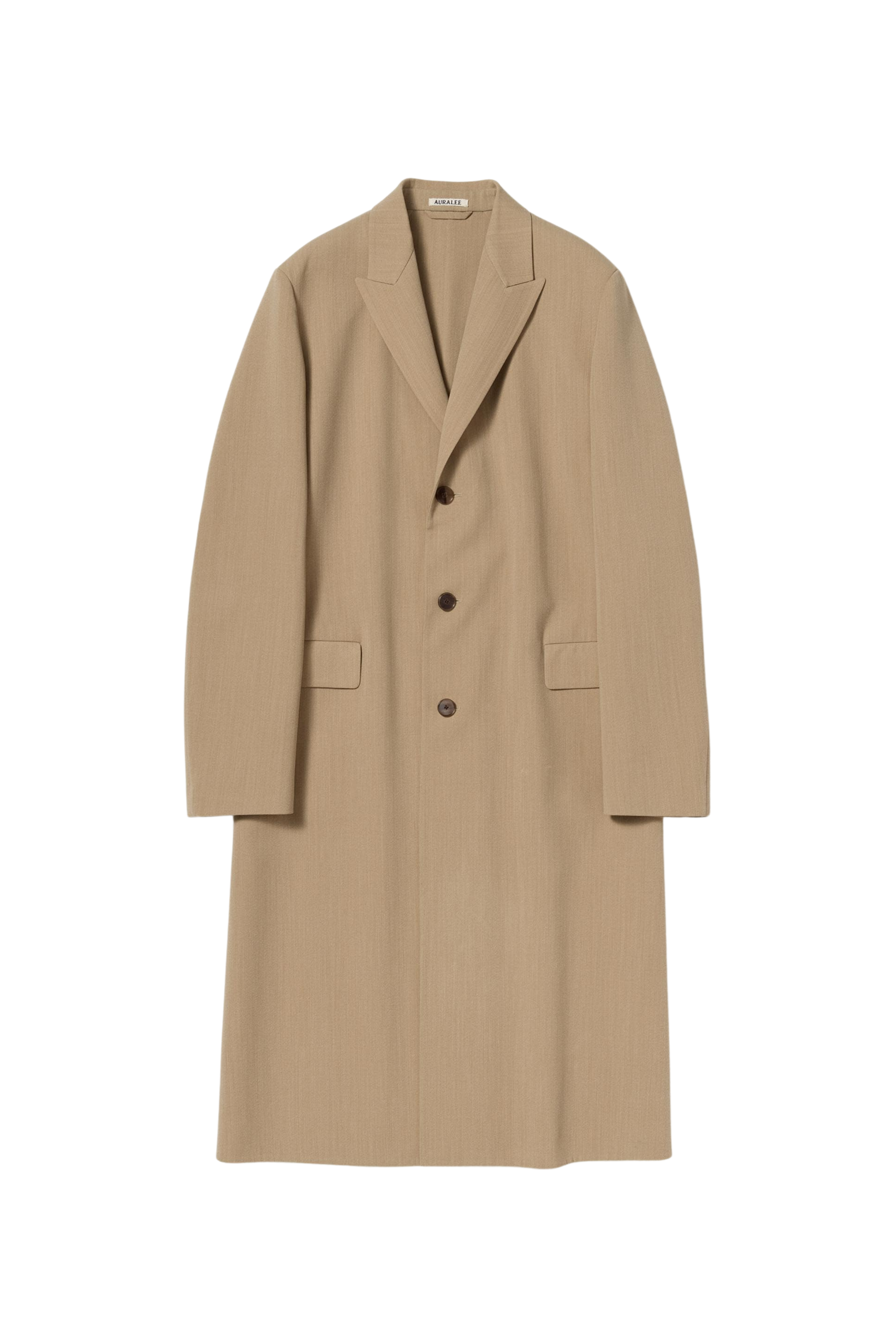 Auralee Structured Wool Gabardine Coat Beige