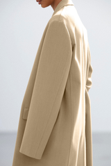 Auralee Structured Wool Gabardine Coat Beige