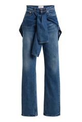 The Layton Tied Waist Rigid High-Rise Straight-Leg Jean Hudson Blue