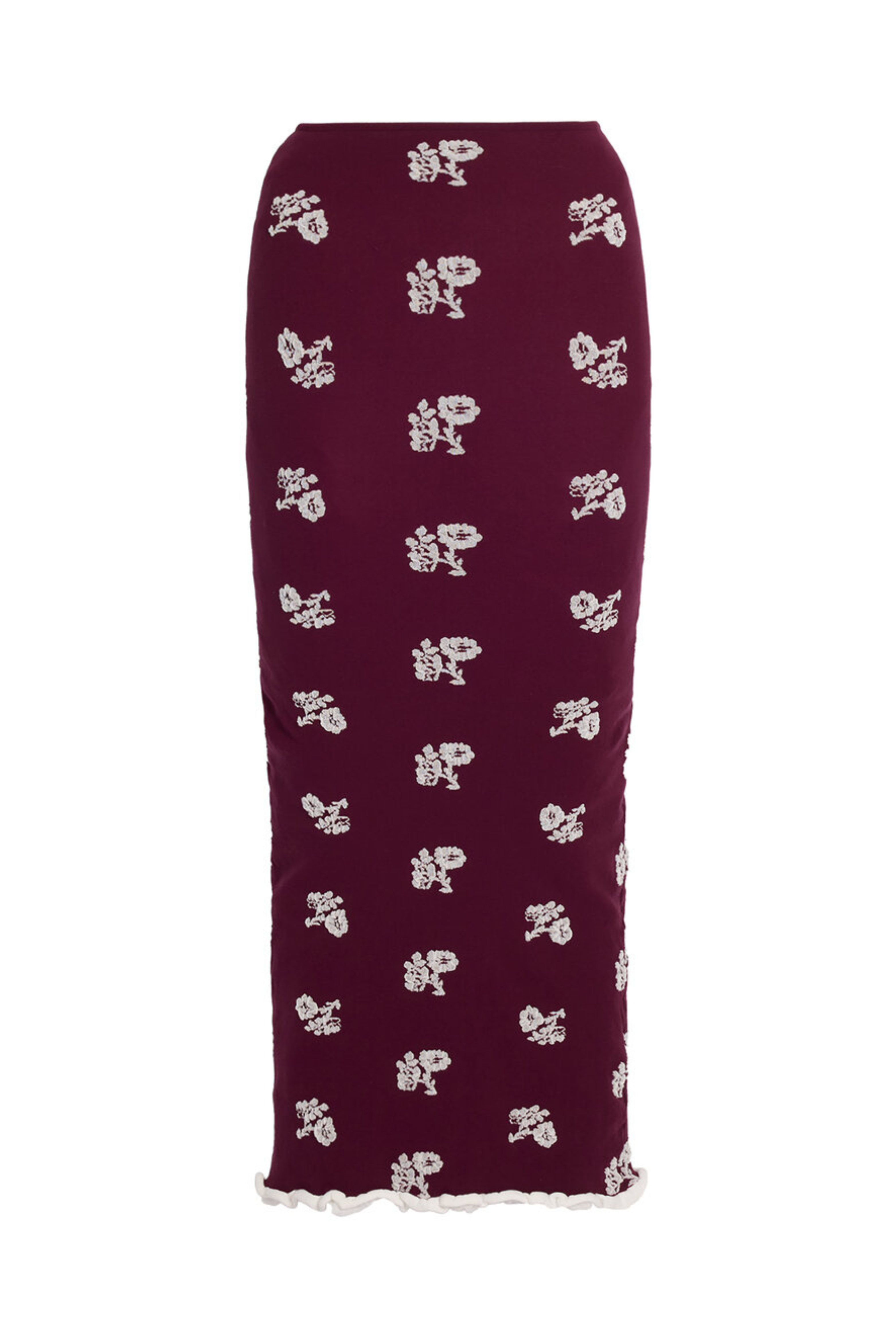 Floral Jacquard Knitted Midi Length Skirt