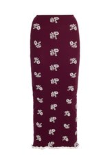 Floral Jacquard Knitted Midi Length Skirt