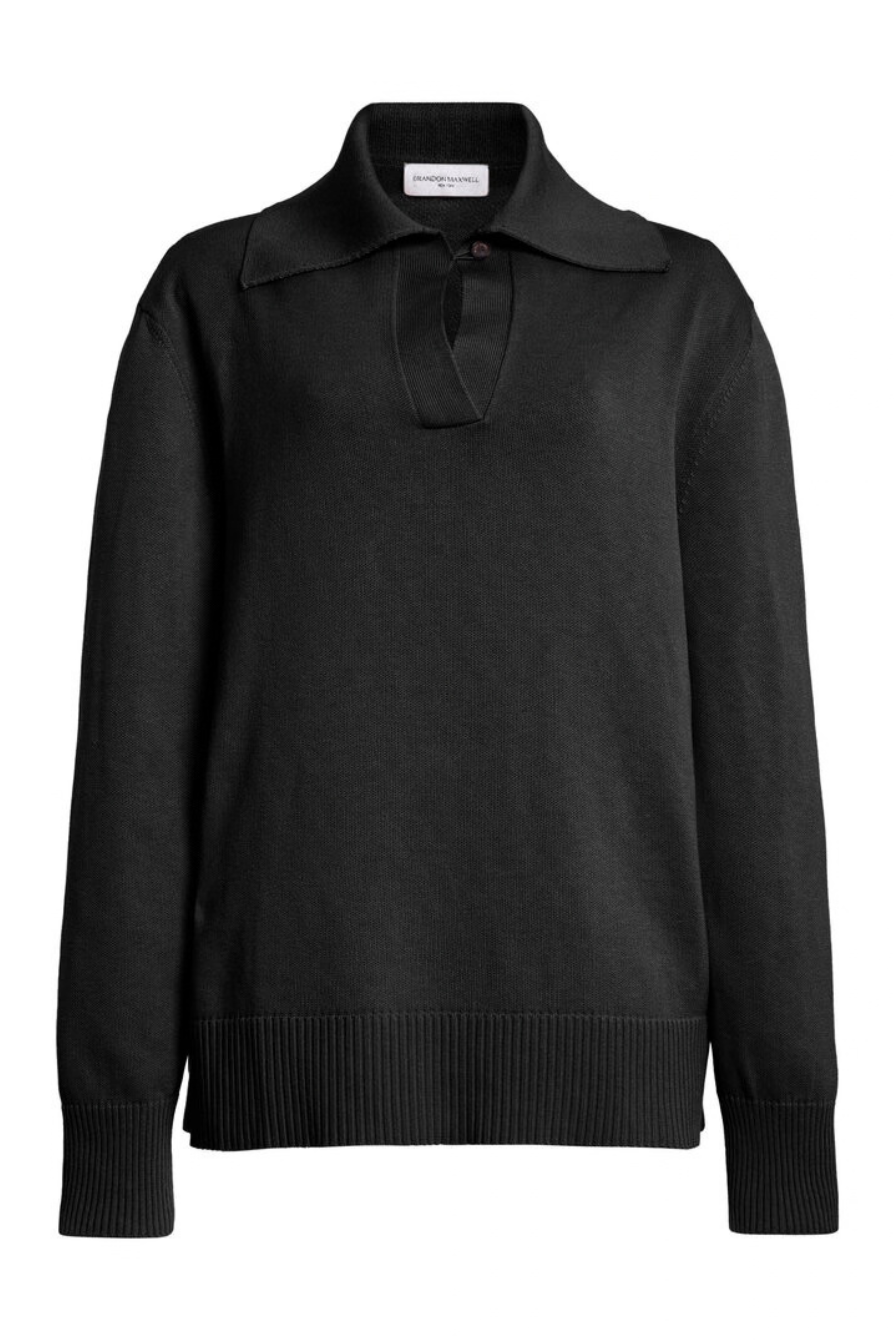 The Edie Knit Relaxed Polo Black