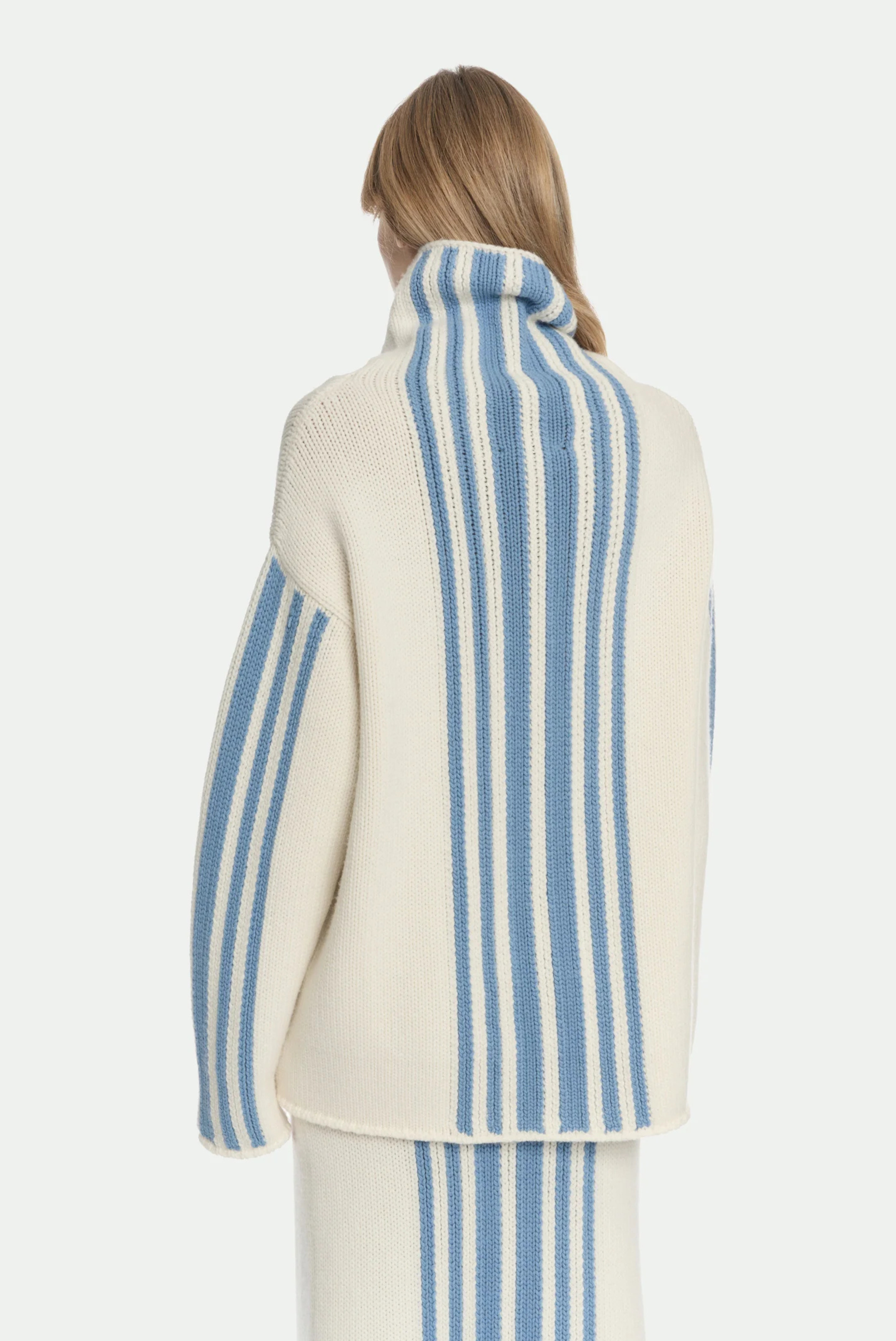 Turtle Neck Sweater With Inlay In Virgin Wool And Cashmere