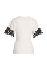 Cutout Knitted Short Sleeve Crew Neck Top