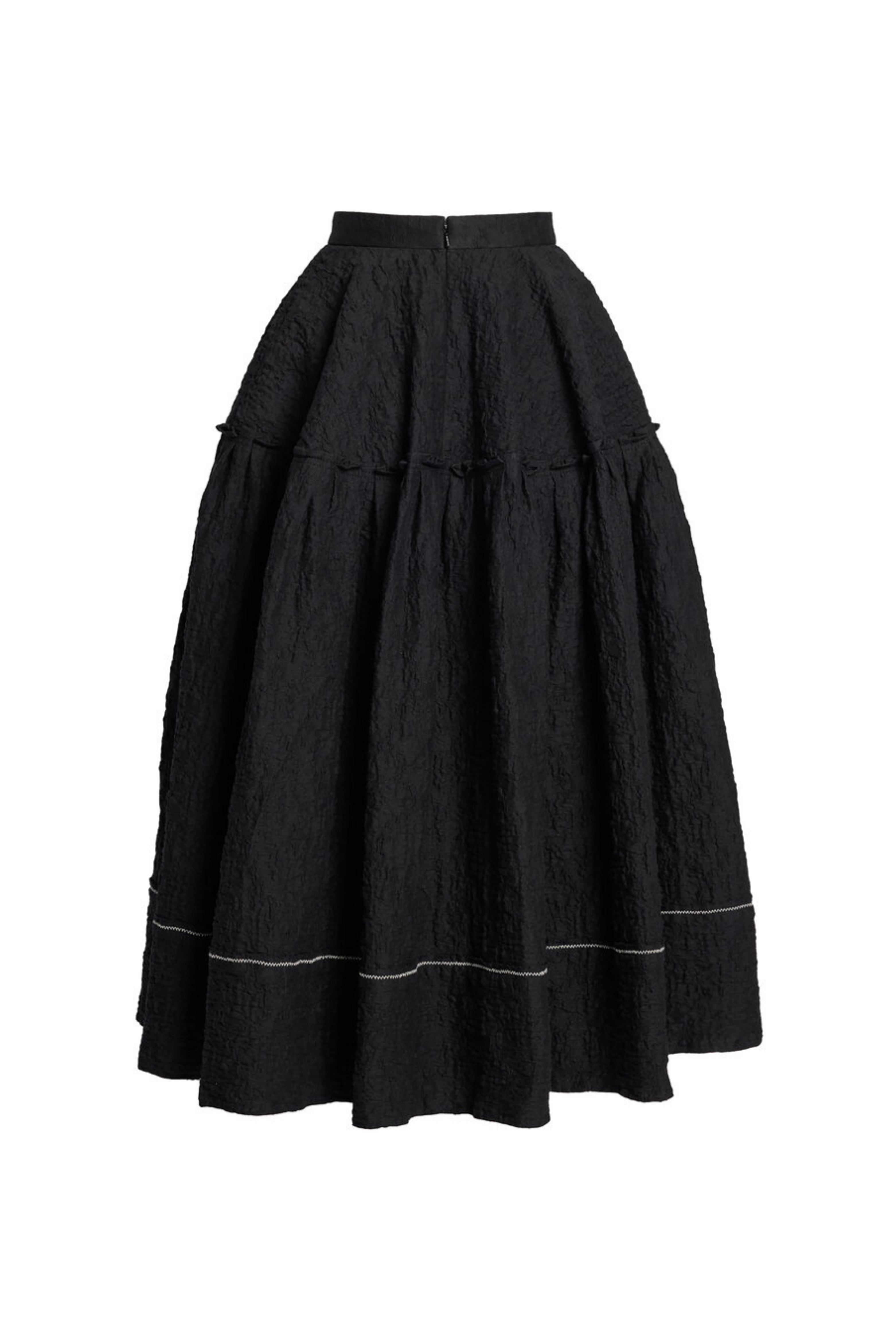Cotton Cloque Ankle Length Skirt