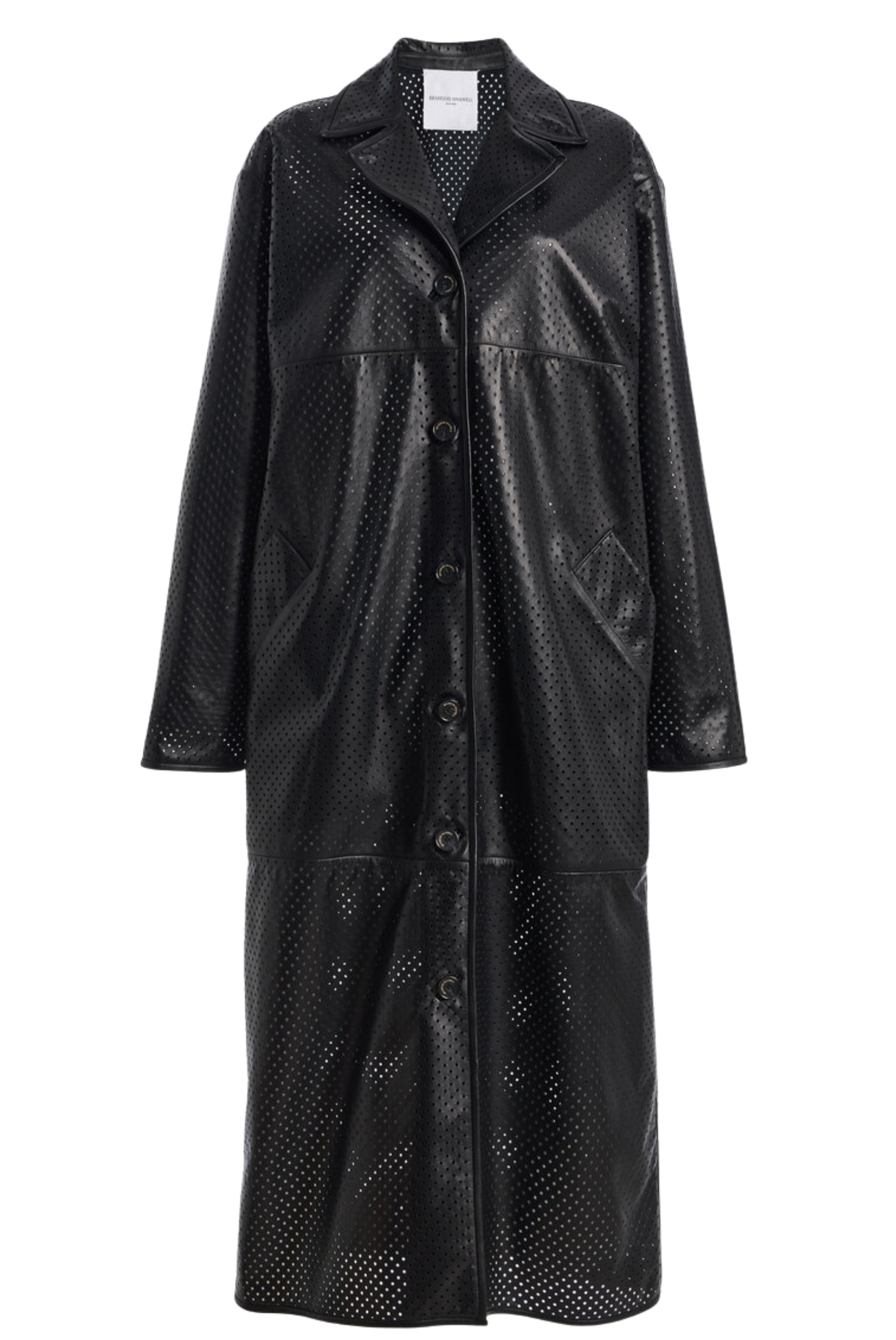 The Beck Perforated Leather Driving Coat Black