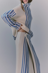 Turtle Neck Sweater With Inlay In Virgin Wool And Cashmere