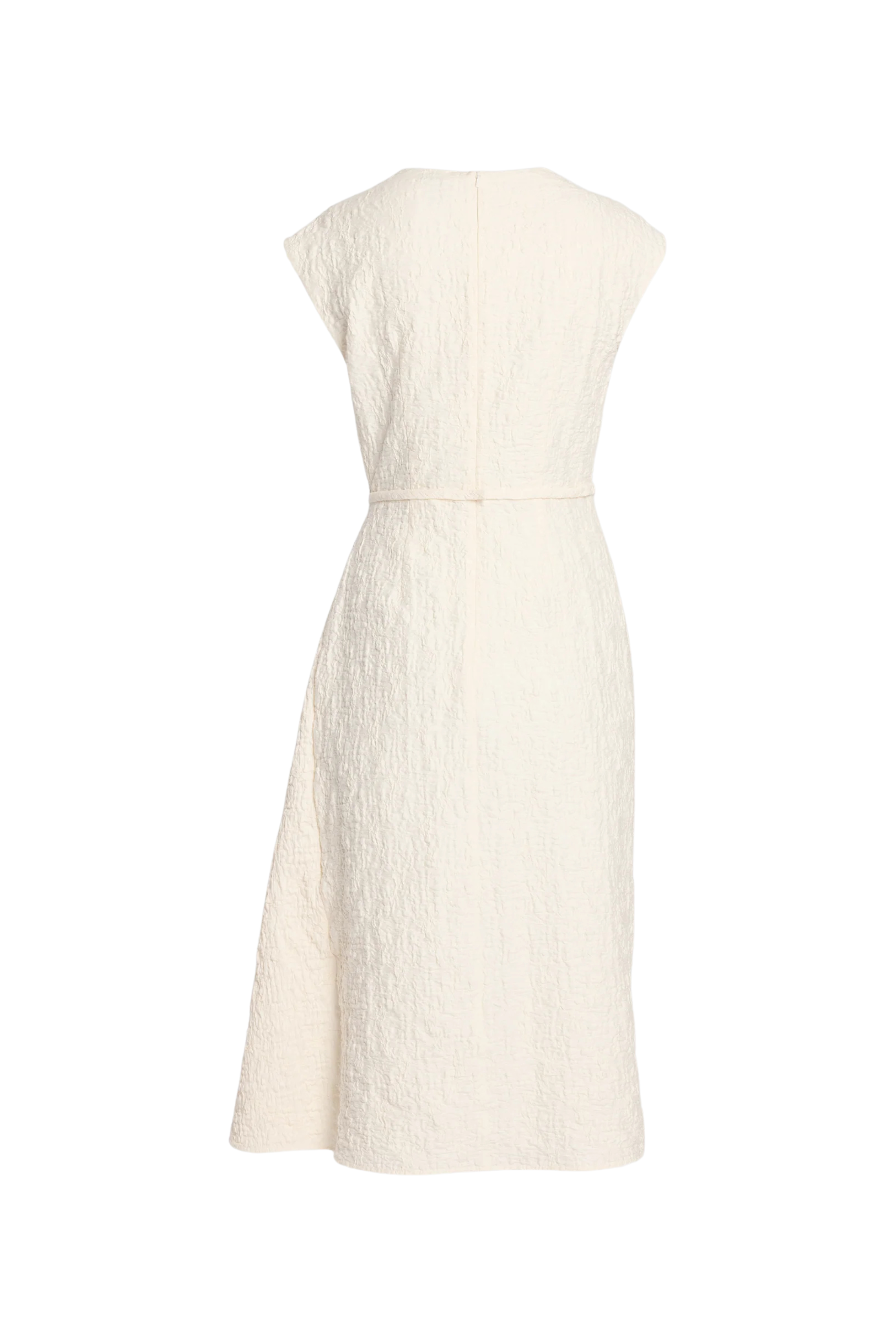 Cotton Cloque Short Sleeve Midi Dress
