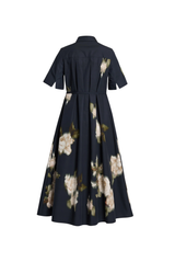 Floral Cotton Poplin Short Sleeve Ankle Length Dress