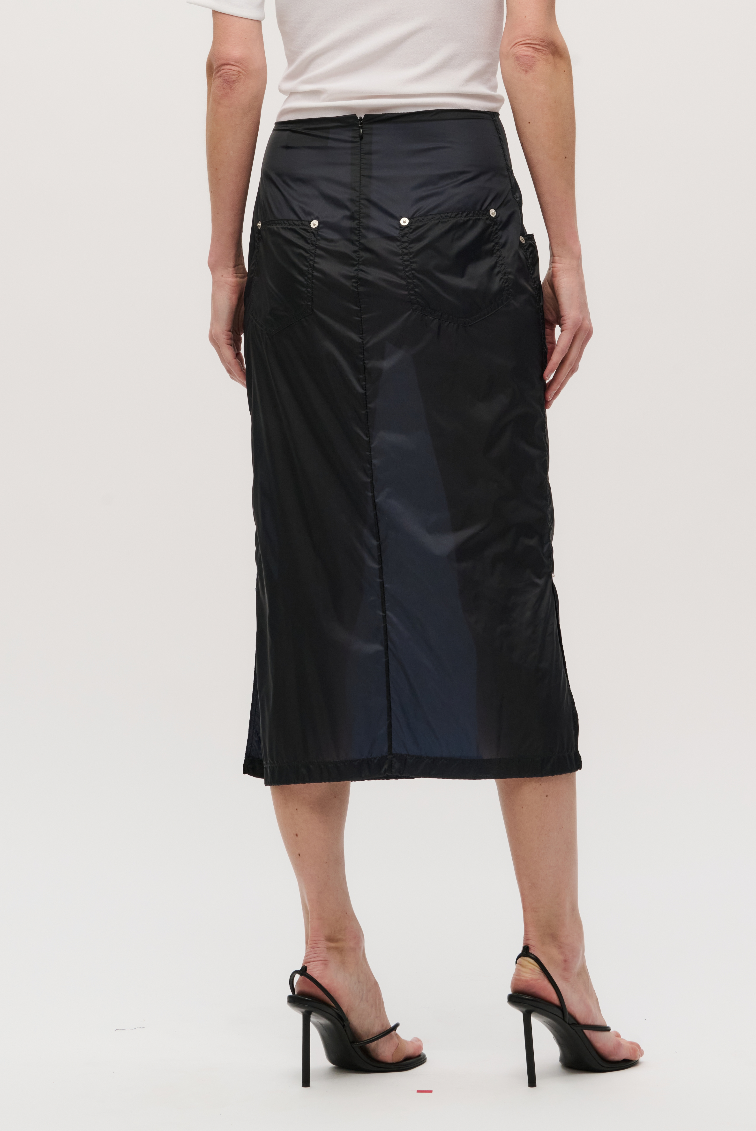 The Herron Nylon Midi Skirt Black