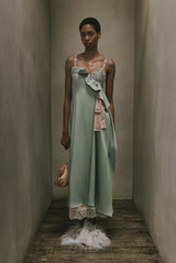 Satin Cady Strappy Ankle Length Dress