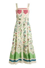 Apron Midi Dress with Lace Inserts