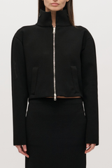 BRANDON MAXWELL The Alexis Sculpted Knit Bomber Jacket Black