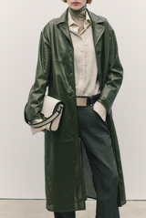 BRANDON MAXWELL The Beck Perforated Leather Driving Coat Basil Green