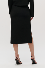 BRANDON MAXWELL The Gigi Compact Viscose Knee Skirt Black