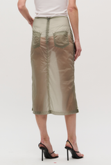 BRANDON MAXWELL The Herron Nylon Midi Skirt Dried Sage