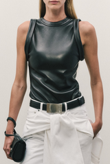 BRANDON MAXWELL The Kit Sleeveless Leather Tank