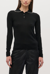 BRANDON MAXWELL The Mills Knit Polo Black