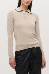 BRANDON MAXWELL The Mills Knit Polo Light Khaki