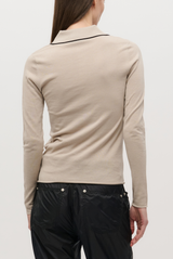 BRANDON MAXWELL The Mills Knit Polo Light Khaki