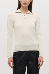 BRANDON MAXWELL The Mills Knit Polo Off White