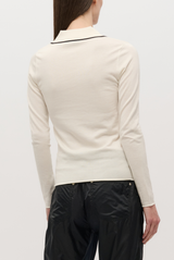 BRANDON MAXWELL The Mills Knit Polo Off White