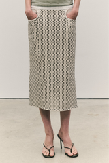 BRANDON MAXWELL The Missy Eyelet Embroider Leather Midi Skirt