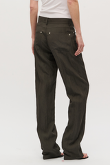 BRANDON MAXWELL The Reade Relaxed Trouser Dark Olive