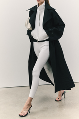 BRANDON MAXWELL The Tillman Linen-Blend Trench Coat Black